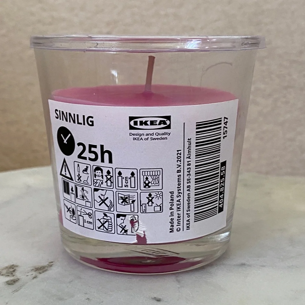 NEW IKEA Sinnlig Cherry Scented Candle | Pink